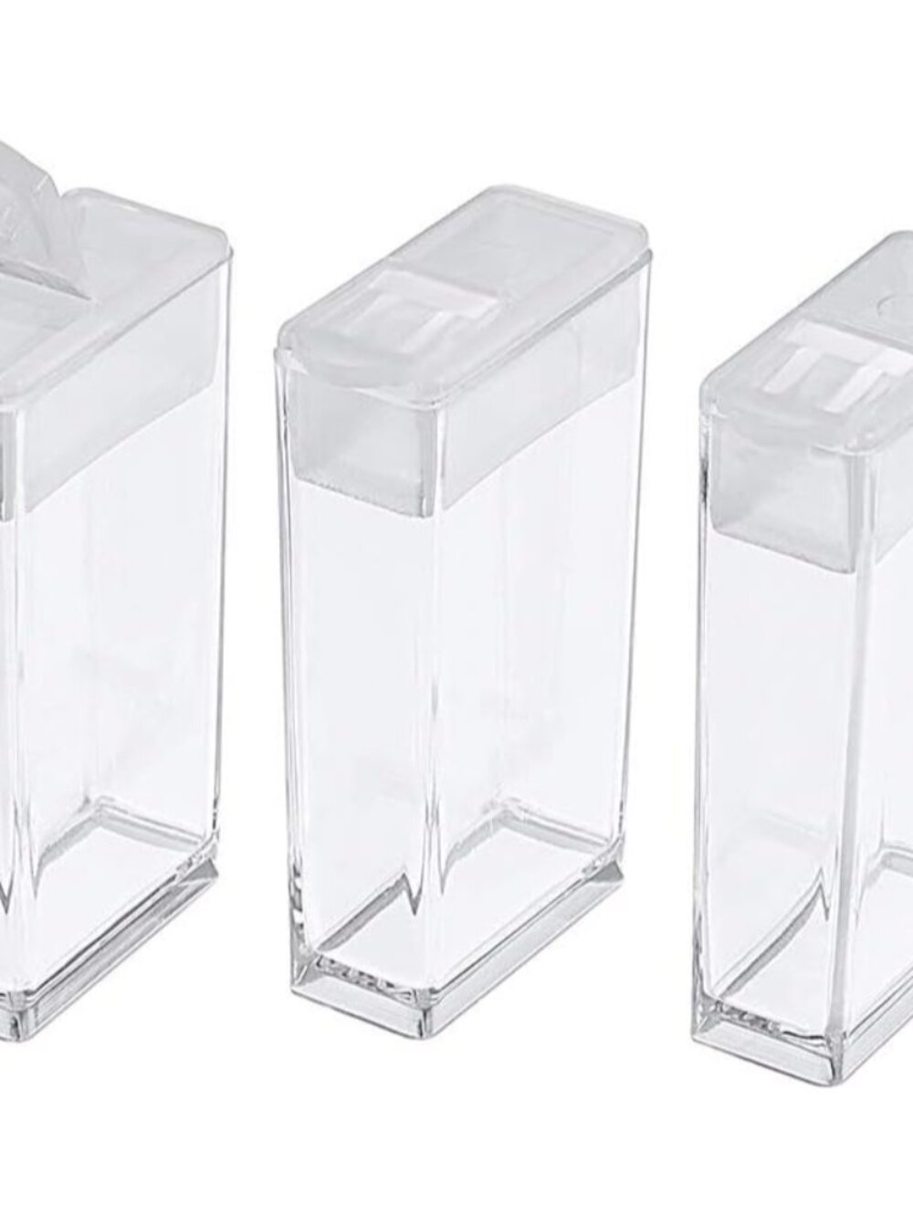 100Pcs Plastic Flip Top Seed Bead Small Storage Containers 2x1 Rectangle Transpa